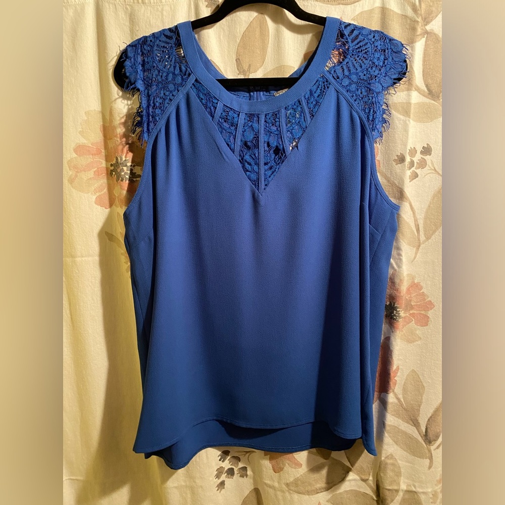 BRIXON IVY, Jarred Lace Detail Cap-Sleeve Blouse, NWT, size XL